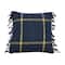 Hello Honey® Blue & Citron Plaid Cotton Flannel Pillow with Fringe
